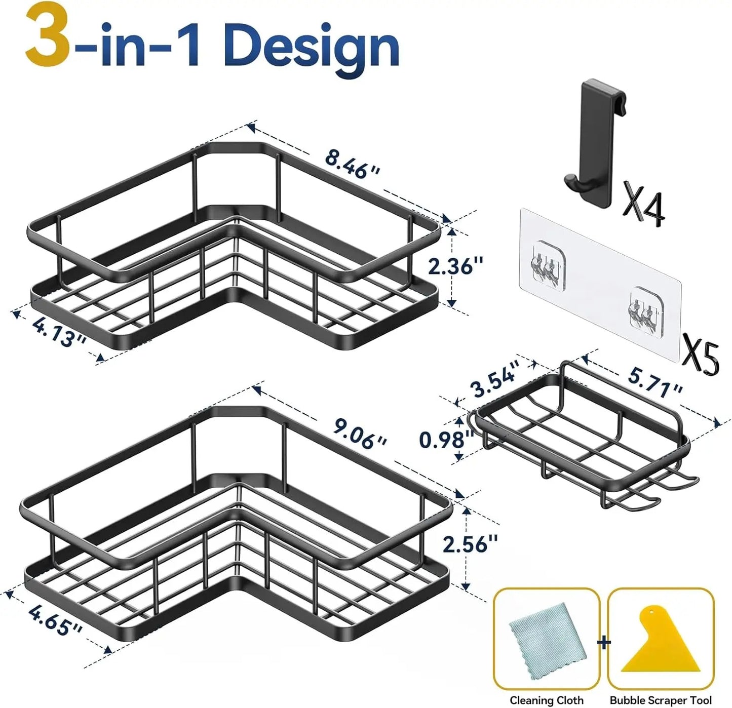 3 Pack Shower Caddy Set