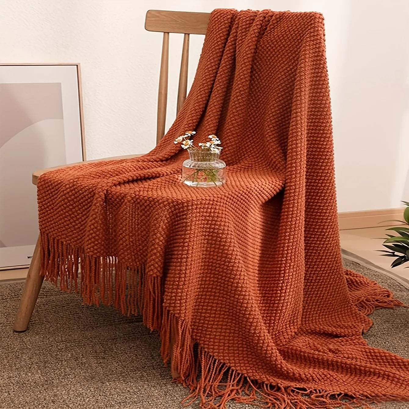 Tassel Knitted Blanket